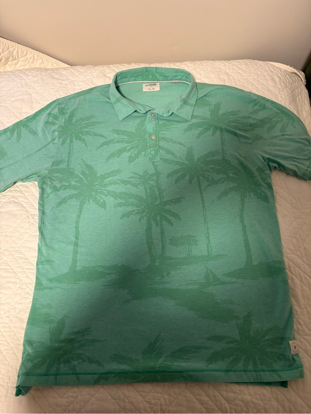 Linksoul Tempus Fugit XL Green Palm Tree Tropical Golf Polo Shirt